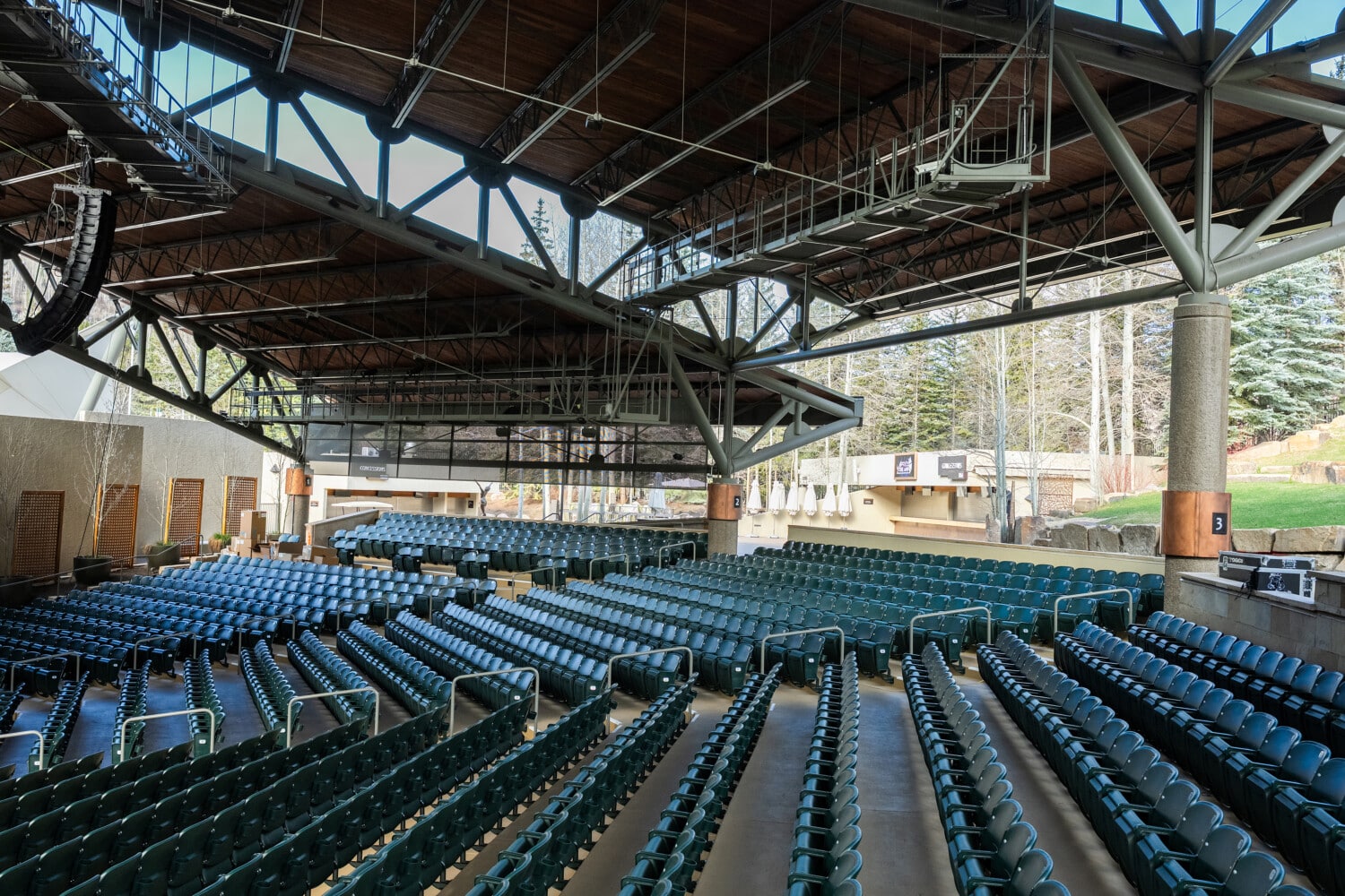 New myrtle green upholstered seating, concrete repairs, and new hand railings are among the improvements completed in phase one of the Gerald R. Ford Amphitheater's $19 million renovation, set to finish by May 2028.